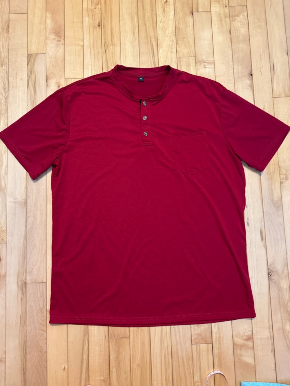 Men's Red Henley Pocket T‑Shirt - Classic Short Sleeve XL